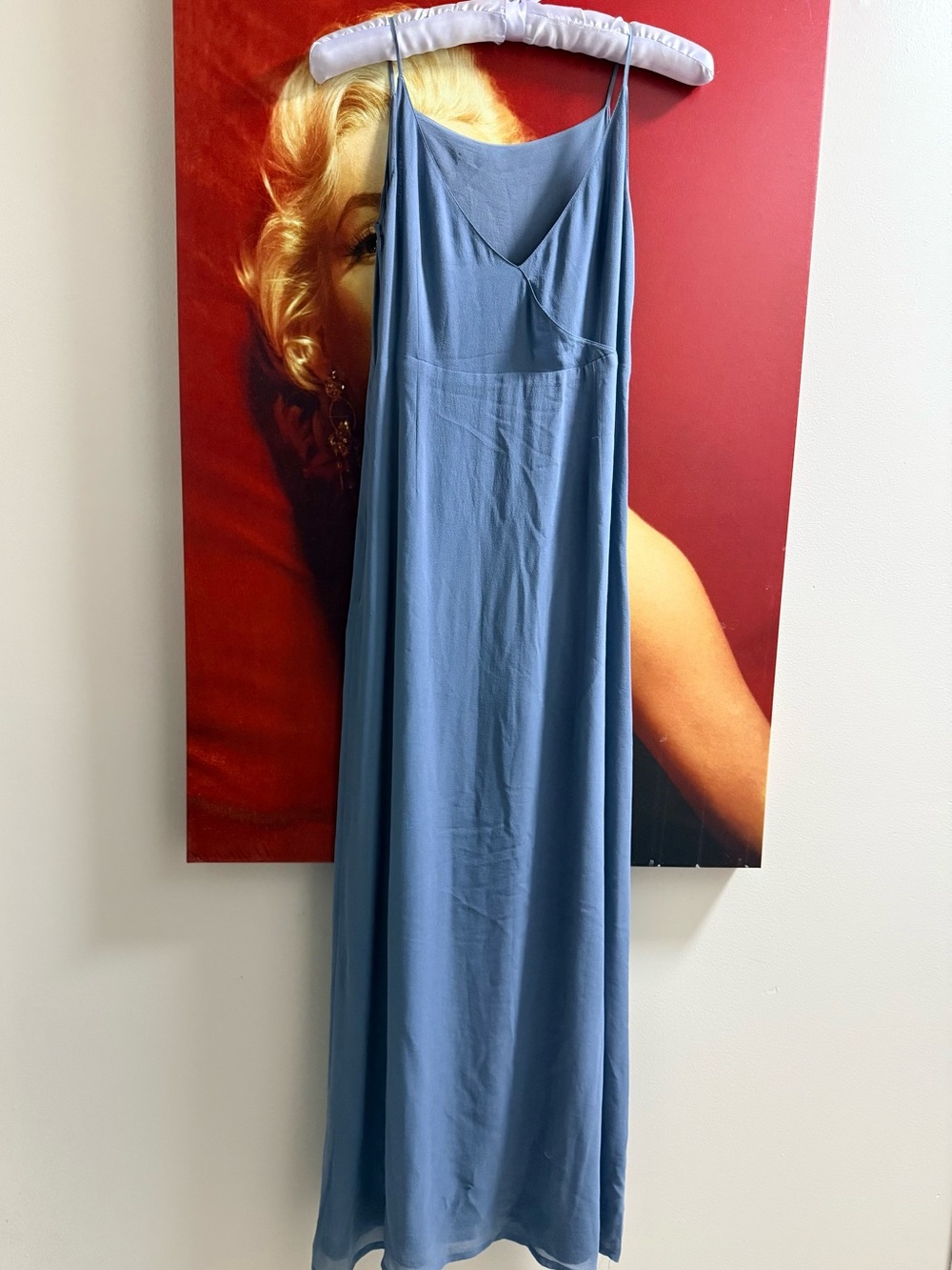 100% Silk Tristan Vintage Satin Slip Maxi Dress in Slate Blue - Picture 2 of 3